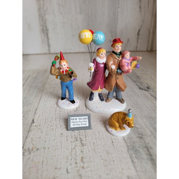 Dept 56 55124 Happy new year retired set village accessory xmas - Picture 2 of 5